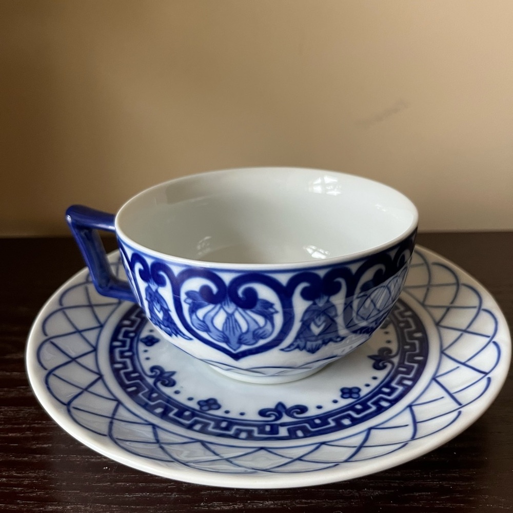 Bombay Blue and White Cup and Saucer